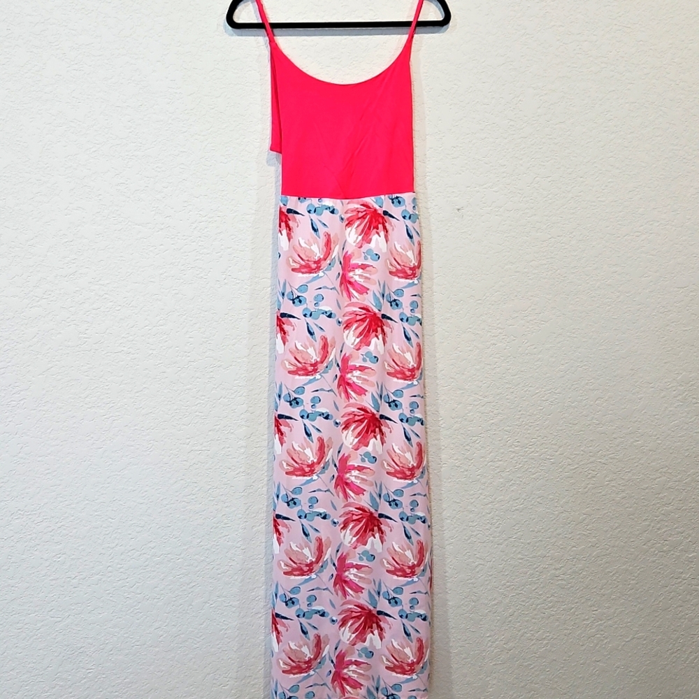 Market & Spruce Pink Backless Maxi Dress Small
